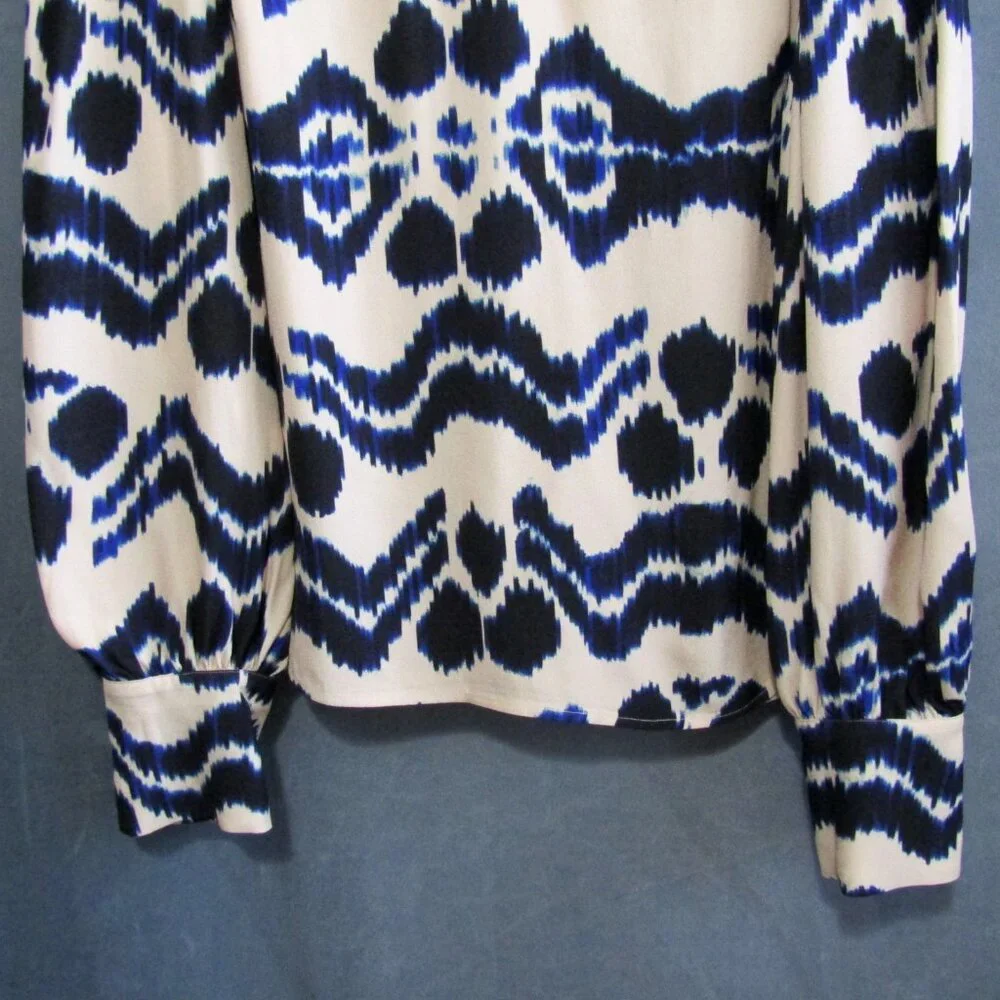 Ulla Johnson Lilliana Blouse Womens Size 10 Cream Nimbus Blue Bishop Sleeve Top - Picture 3 of 9